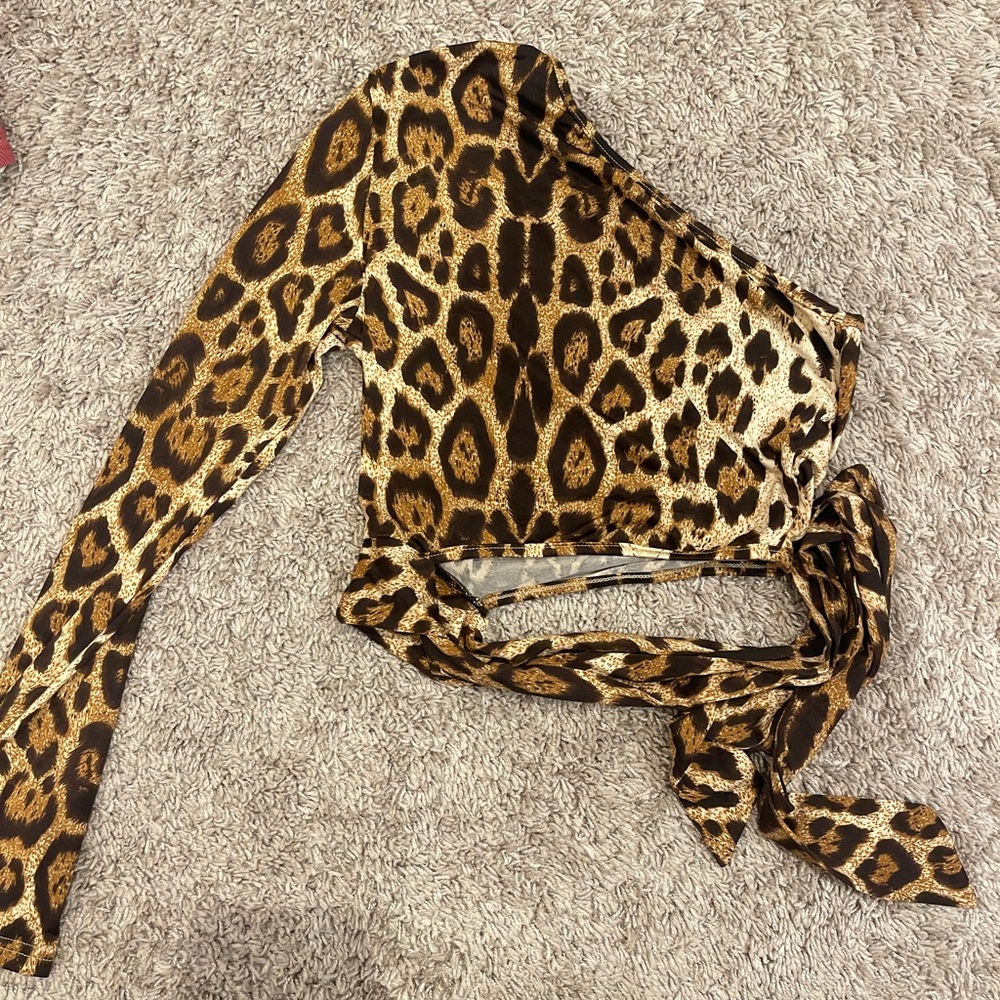 One Shoulder Cheetah Top
